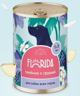 Florida (Флорида) консервы для собак "Телёнок с грушей", 3 шт по 240г  #1