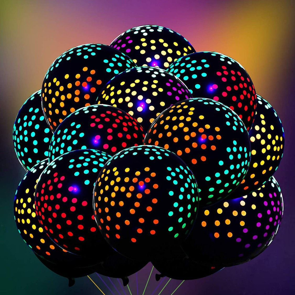Флуоресцентные воздушные шары 10 штук в наборе. Шары из латекса которые светятся в темноте. Размер 30см. #1