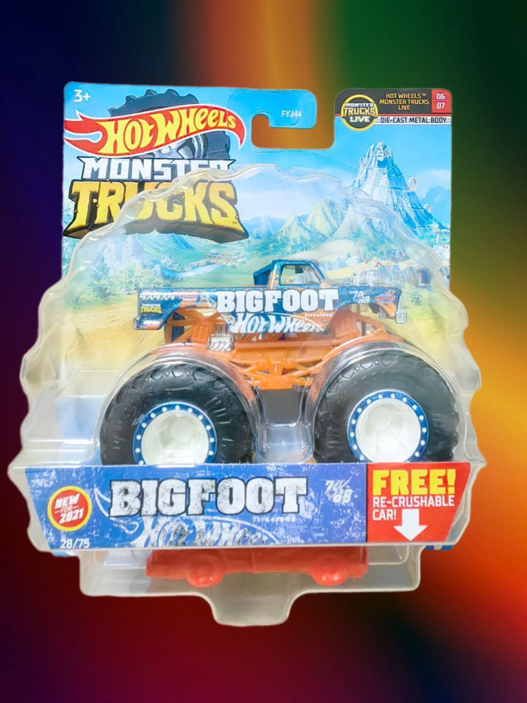 Машинка Хот Вилс / Hot Wheels Monster Truck Bigfoot 4X4 GWK03 #1