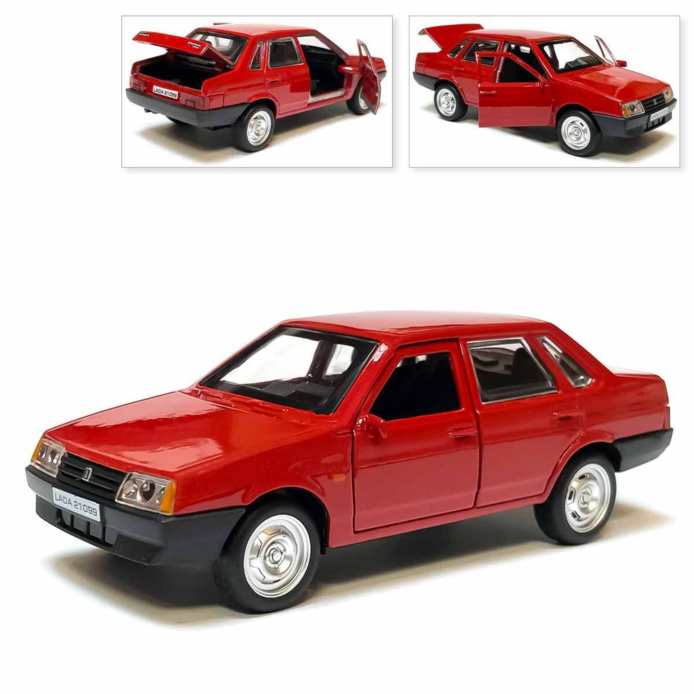 Машинка ВАЗ 21099, коллекционная, металлическая, красный, Технопарк, 12 см  #1