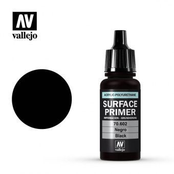 Vallejo Surface Primer Black акриловый полиуретановый грунт черный, 17 мл  #1