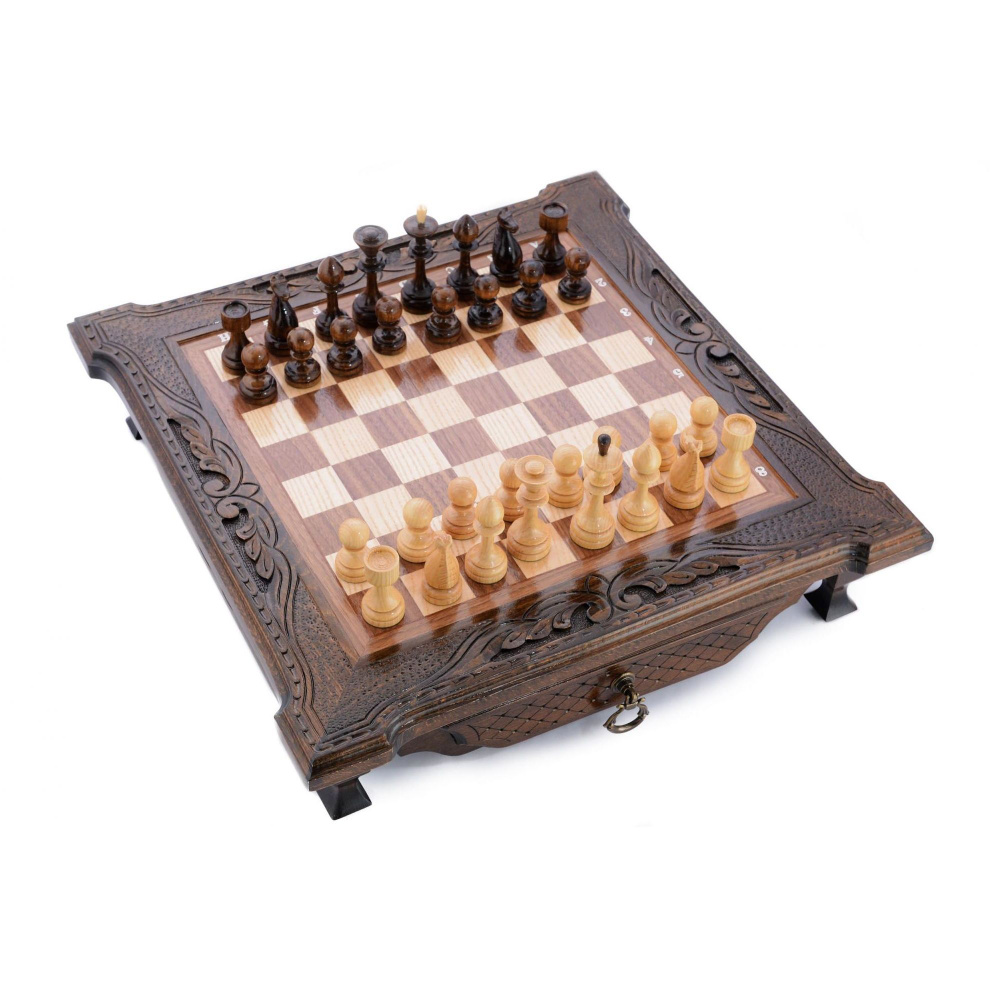 Шахматы резные в ларце с ящиками, "Simba" 50, Harutyunyan #1