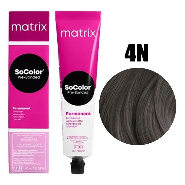 Matrix SOCOLOR 4N Крем-краска стойкая для волос Шатен, 90мл. #1