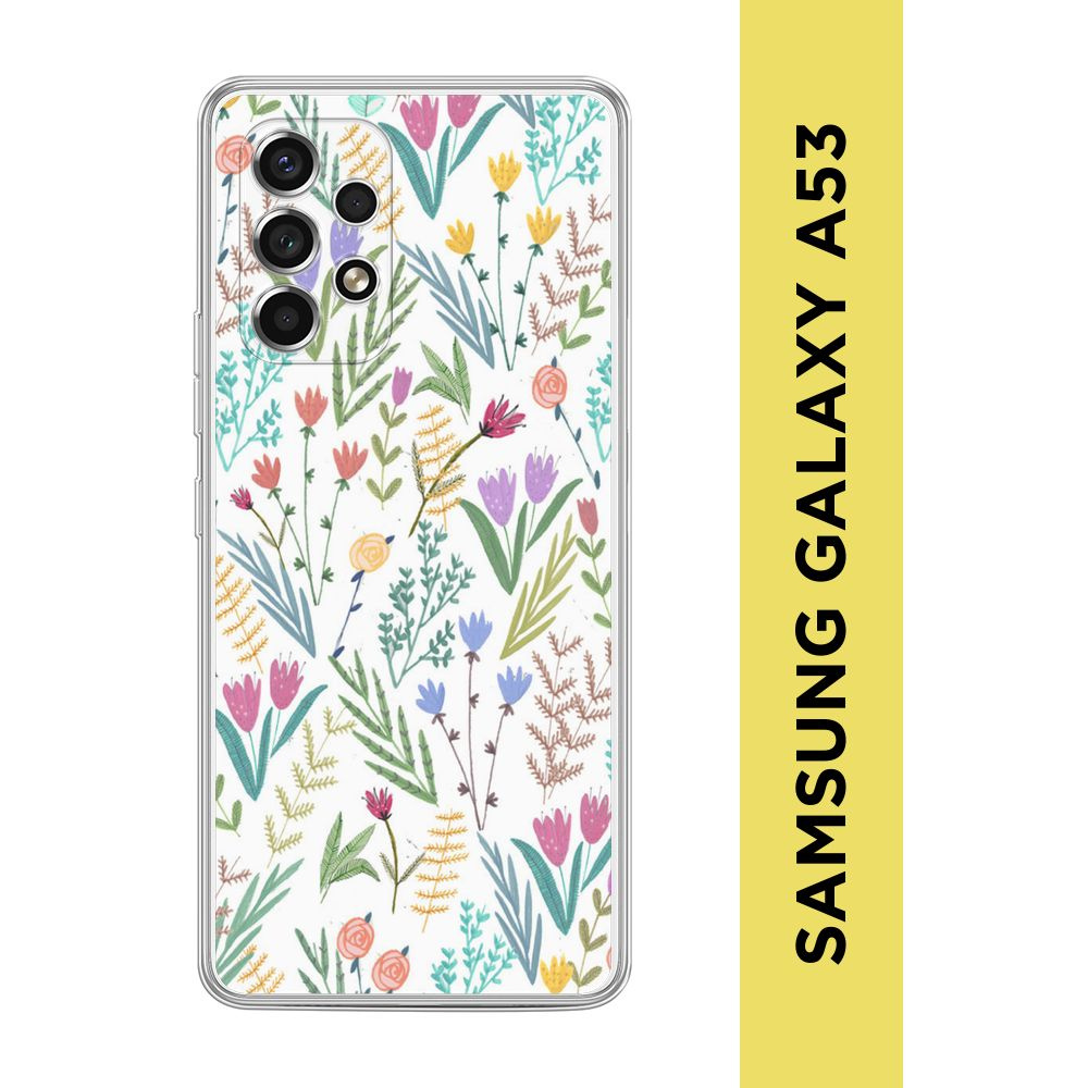 Силиконовый чехол на Samsung Galaxy A53 5G / Самсунг А53 5G "Полевые цветы рисунок"  #1