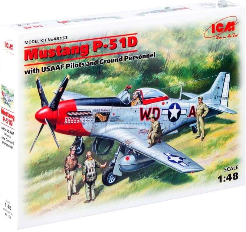 Сборная модель Р-51Д с пилотами и техниками ВВС США (1/48) 48153 ICM  #1