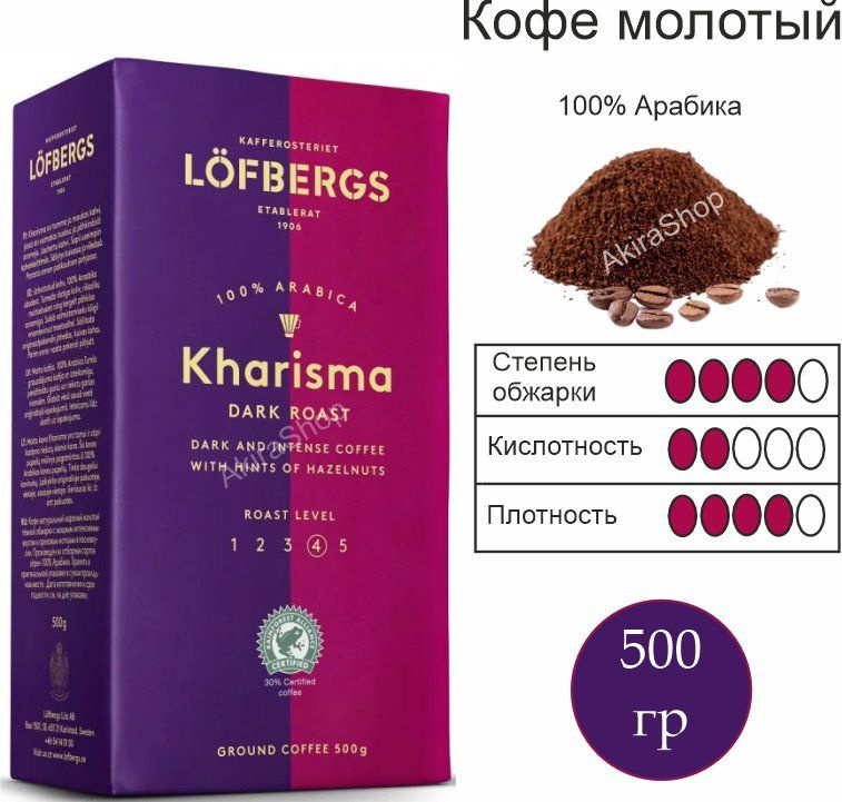 Кофе молотый Lofbergs Kharisma, 500 гр. Швеция #1