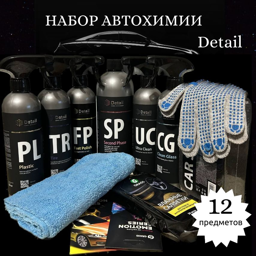 Набор для ухода за автомобилем, подарочный набор автомобилиста, очиститель стекла, сухая химчистка, очиститель #1