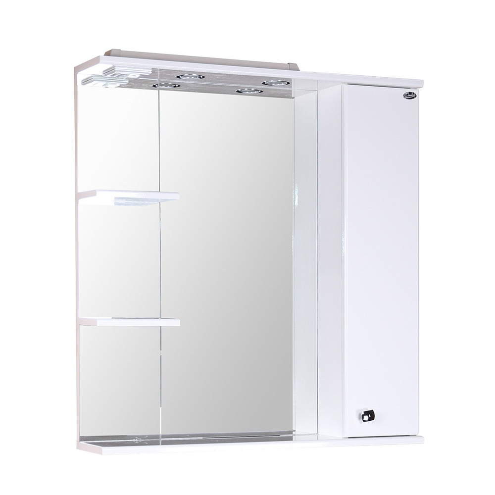 Шкаф-зеркало для ванной Onika Эльбрус 80 белый, правый, с подсветкой / 80x17x85 см  #1