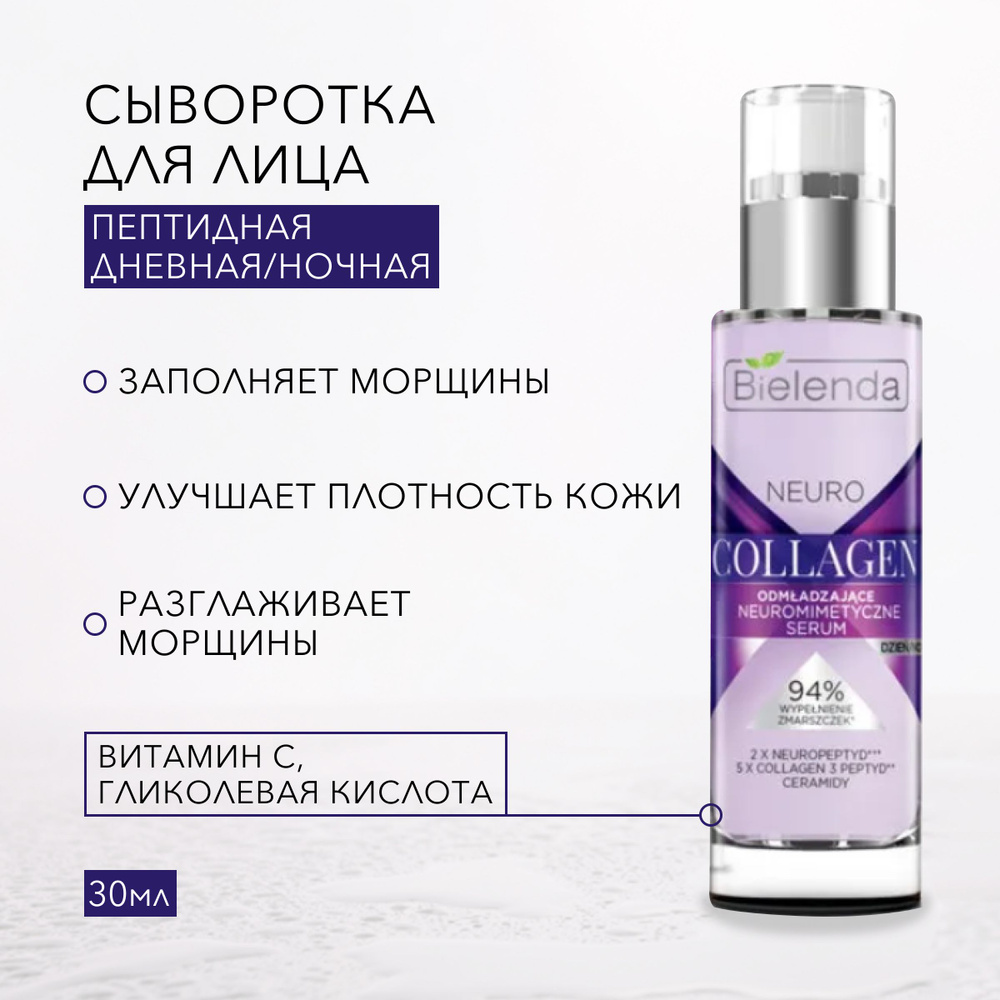 BIELENDA Пептидная сыворотка против морщин, дневная/ночная, "NEURO COLLAGEN", 30 мл.  #1