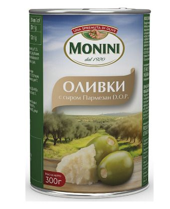 Оливки Monini c сыром пармезан D.O.P, 300г #1