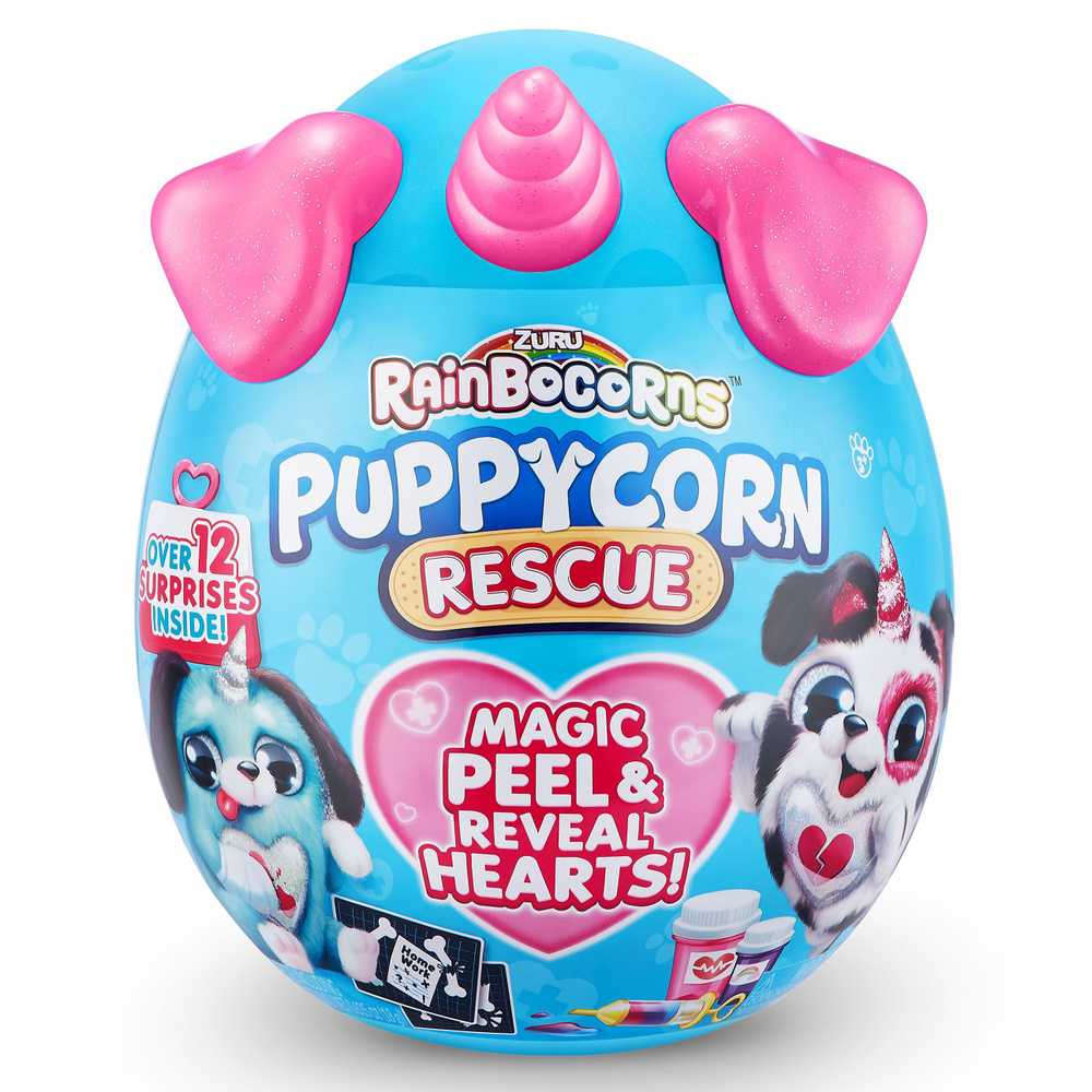 Игровой набор Zuru Rainbocorns Puppycorn Rescue, мягкая игрушка-сюрприз в яйце, розовые уши и рог, арт. #1