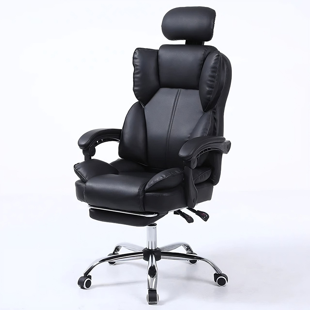 Кресло руководителя Samurai с подножкой, офисный стул, кресло компьютерное подставкой для ног, черное, #1