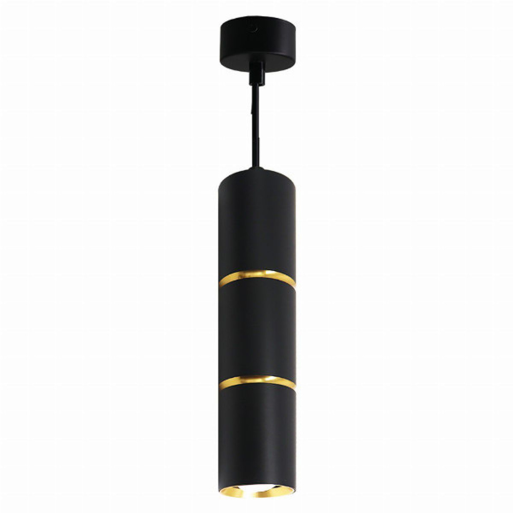 Светильник потолочный подвесной под лампу MR16 35Вт 230В чёрный золото 55*180мм Feron ML1868 Barrel ZEN #1