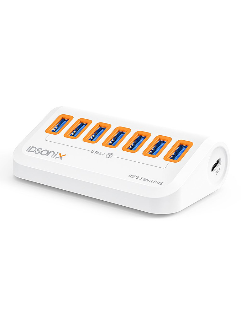 USB HUB iDsonix DAU3-7A хаб USB 3.2 Gen1 5 Гбит/с, с 7*USB A, Порт питания Type-C 5V3A,1M, белый для #1