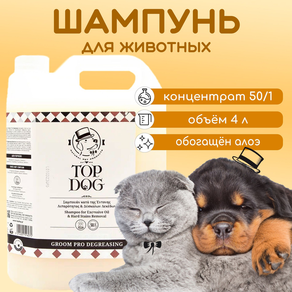 Шампунь для животных TopDog Groom Pro Degreasing Shampoo 4 л #1