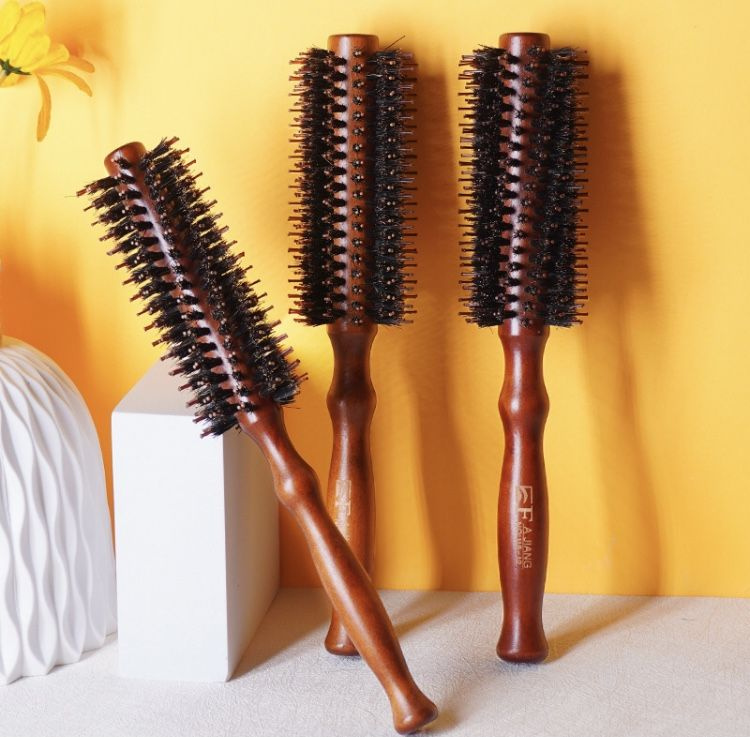 Брашинг для волос с двойной щетиной-брашинг деревянный с натуральной щетиной для укладки волос спиральный #1