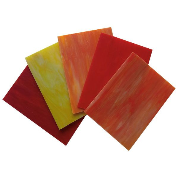 Цветное стекло для мозаики и витражей Тиффани Красная осень 5 шт. 11 на 15 см.  #1