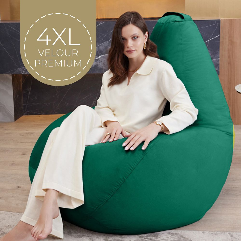 Coco Lounge Кресло-мешок Груша, Велюр натуральный, Размер XXXXL,зеленый  #1