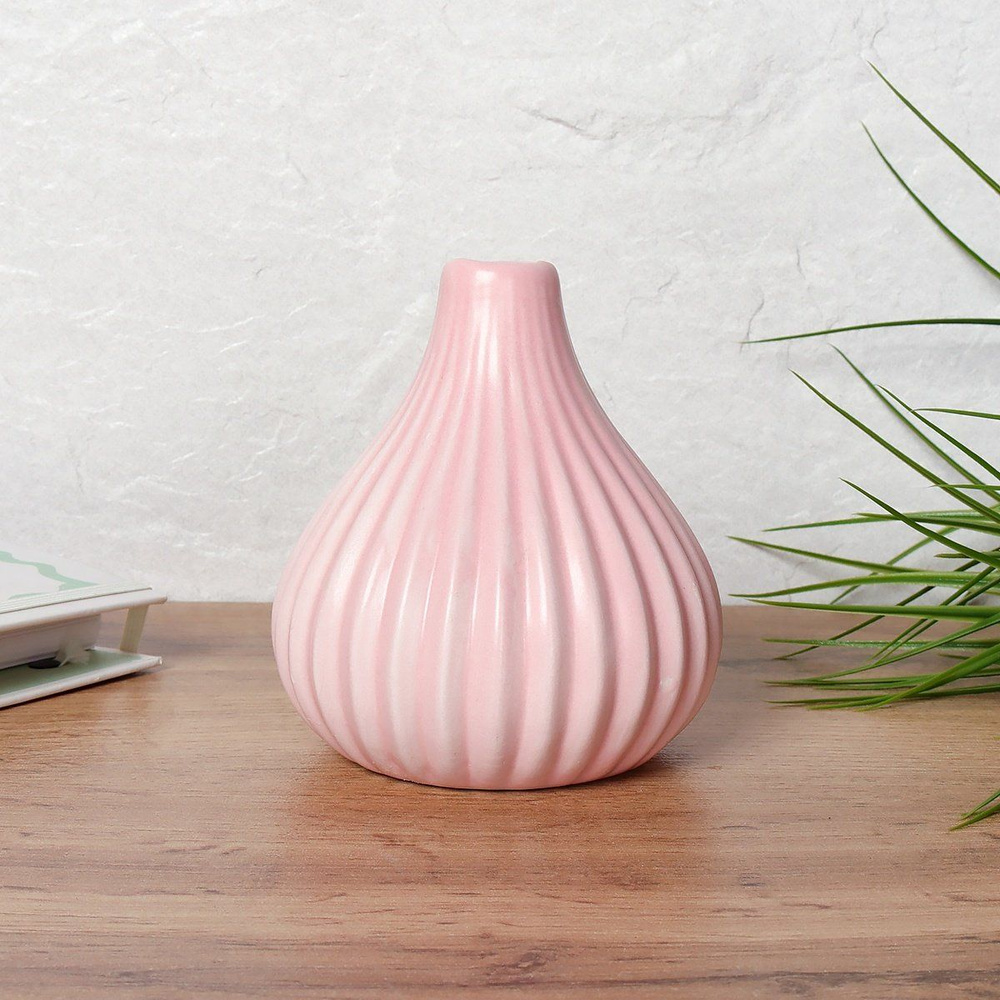 Ваза декоративная "Onion" 11 см., керамика, розового цвета #1