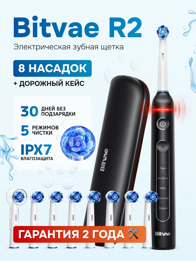 Электрическая зубная щетка Bitvae R2 Rotary E- Toothbrush (R2) ,GLOBAL, Black  #1