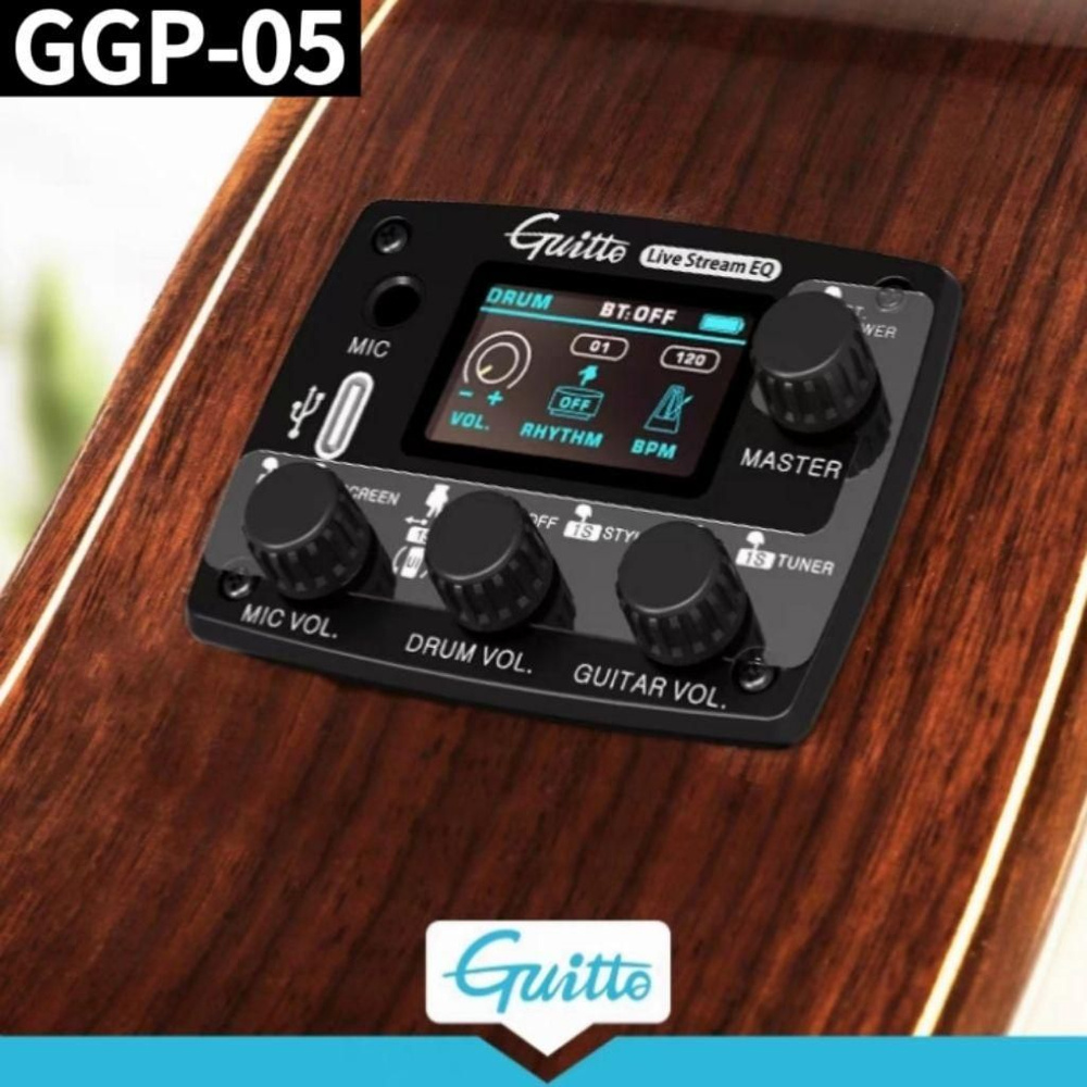 Трансакустический звукосниматель для акустической гитары Guitto GGP-05 ...