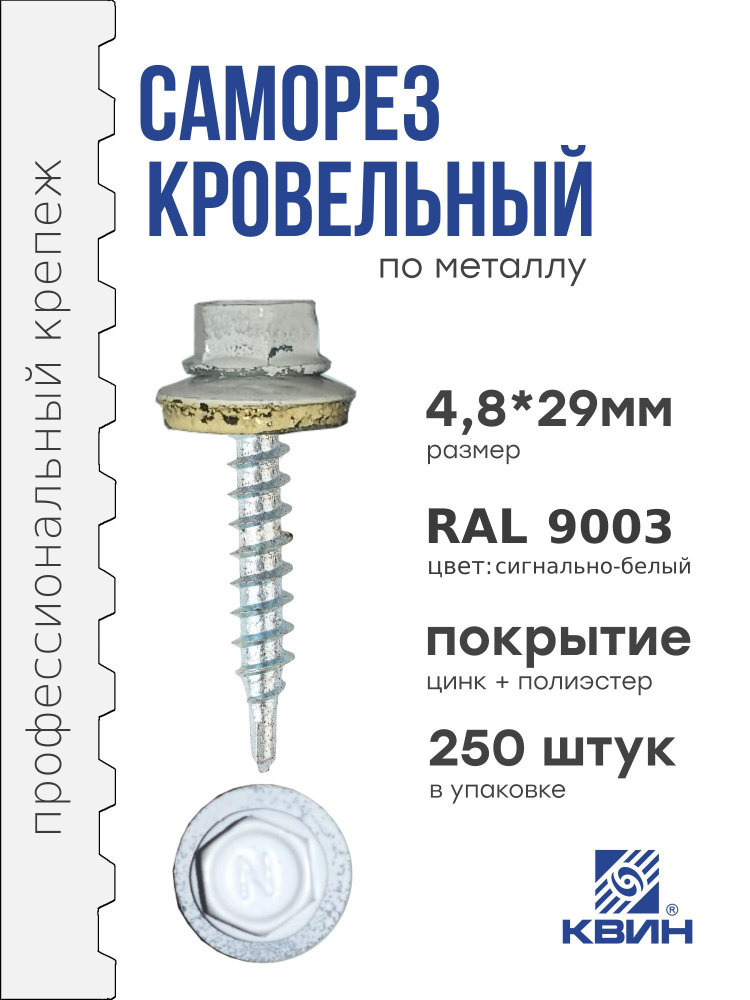 Саморезы кровельные Ral 9003 4.8х29мм 250 шт #1