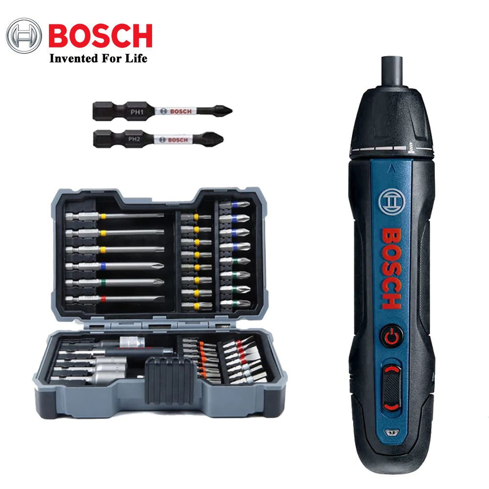 Аккумуляторная отвертка Bosch GO 2 поколение,5 Нм Профессиональная версия,В комплект входит набор из #1