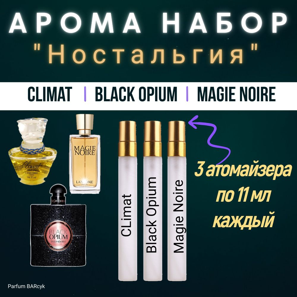 Арома бокс парфюмерный набор "Ностальгия" Magie Noire/Climat/ Black Opium Набор духов Женских (общий #1