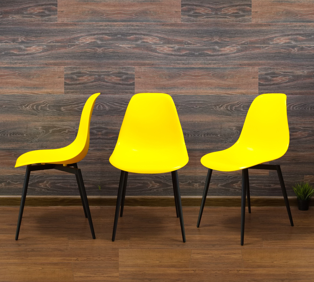 Комплект из 3 стульев ТУССЕ Лайт чёрный /желтый #1