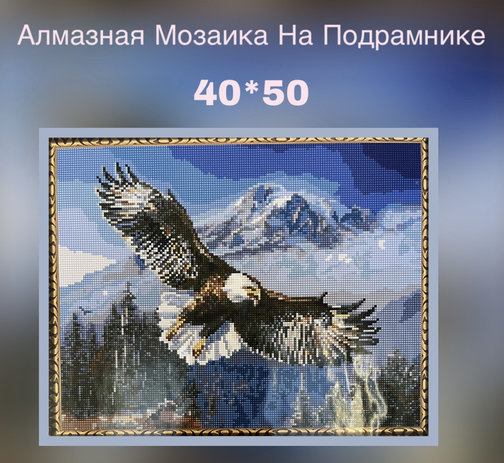 Алмазная мозаика на подрамнике 40*50 ''Парящий орел'', 29 цветов  #1