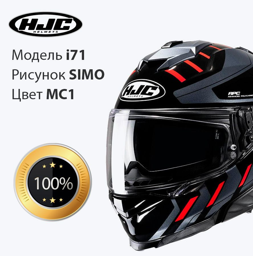 Мотошлем интеграл взрослый мужской / женский HJC i71 SIMO MC1 размер размер S  #1