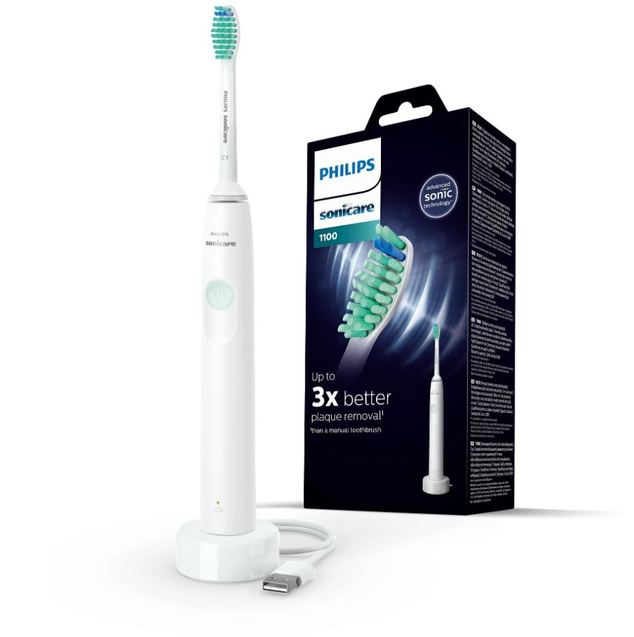 Philips Электрическая зубная щетка Sonicare 1100 Series HX3641/11, белый, светло-зеленый  #1