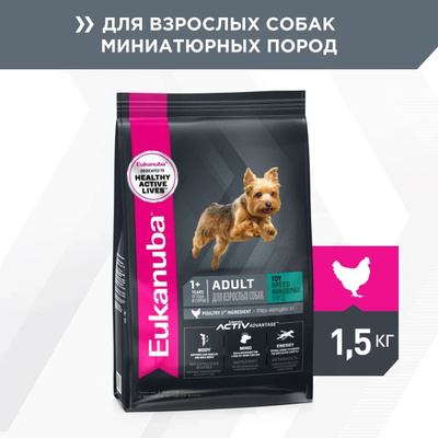 Сухой корм для собак Eukanuba для миниатюрных пород, с курицей, 1,5 кг БЕСТСЕЛЛЕРЫ