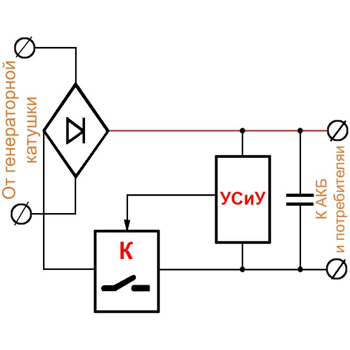 Не шунтирующий выпрямитель-регулятор схема