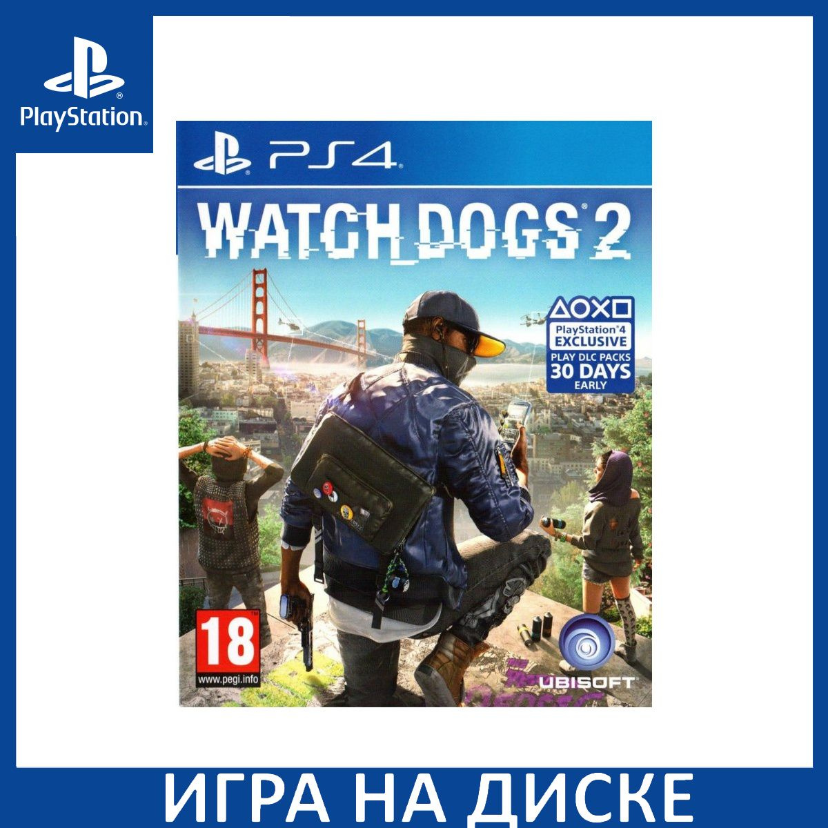 Диск с Игрой Watch Dogs 2 (PS4). Новый лицензионный запечатанный диск.