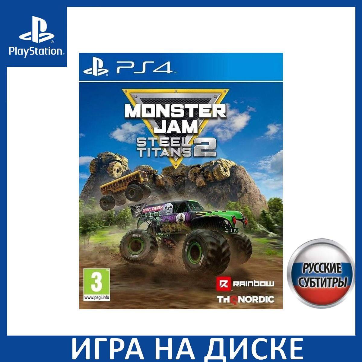 Диск с Игрой Monster Jam: Steel Titans 2 Русская Версия (PS4). Новый лицензионный запечатанный диск.