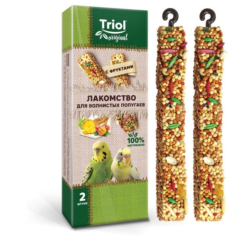 ЛакомствоTriolOriginalдляволнистыхпопугаевсфруктами(уп.2шт.),55г
