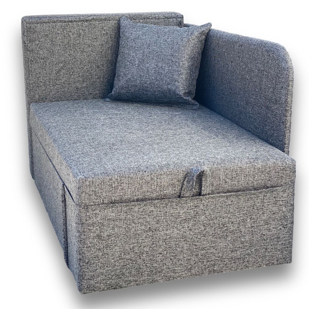 ДиванКушетка"Малыш"сраздвижнымспальнымместомиящикомтемно-серыйлевыйугол