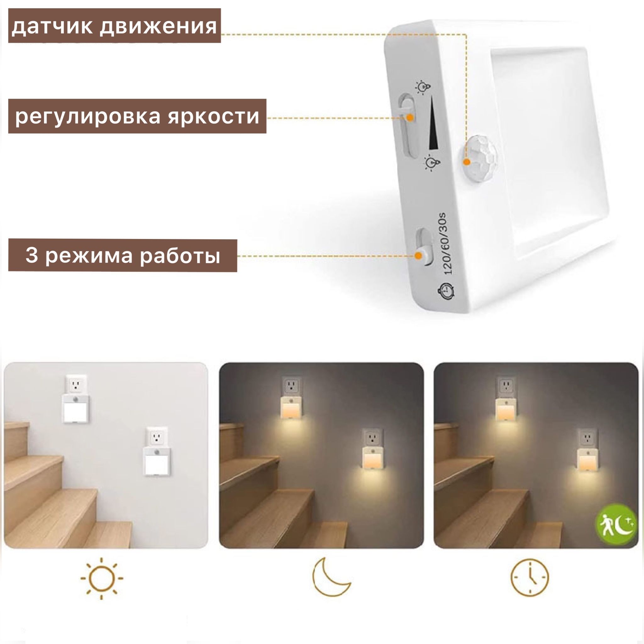 Купить Светодиодный ночник с датчиком движения и регулировкой яркости ...