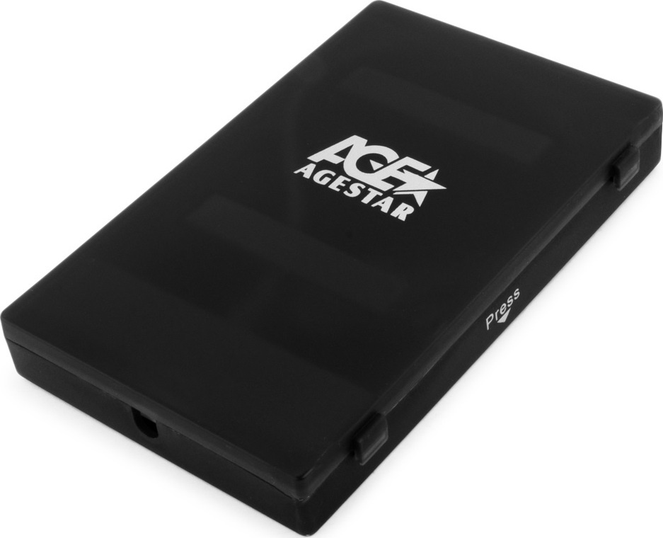 Внешний корпус 1 шт. для 2.5" SATA HDD/SSD USB 2.0 AgeStar SUBCP1 BLACK, пластик, безвинтовая конструкция, #1