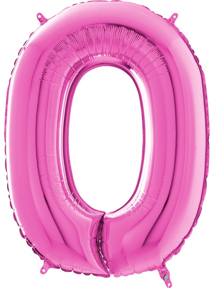 Воздушный шар Цифра 0, розовый, 101 см #1