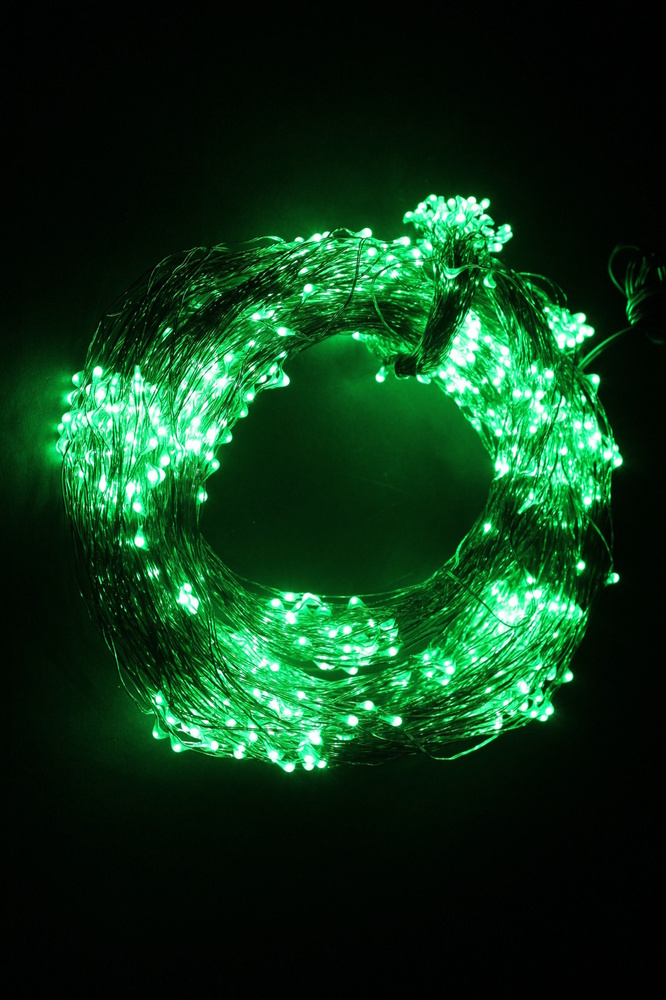 Гирлянда Нить Роса, провод медного цвета, 1000 LED зеленых (мини) на 50 нитях длиной 2 метра  #1