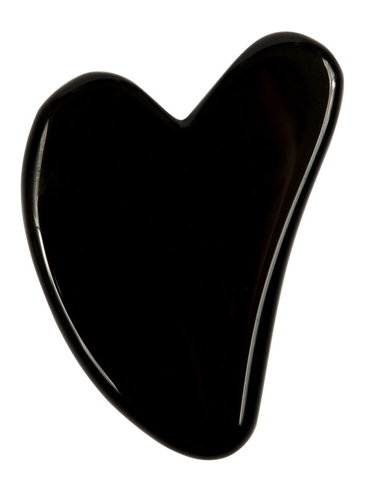 HANAI Скребок "Сердце" для массажа Гуаша из черного обсидиана  #1