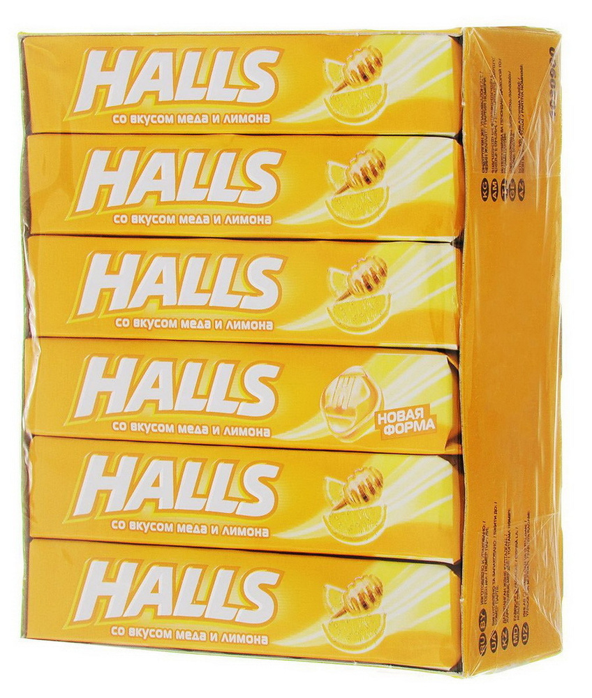 Halls Мед Лимон леденцы, 12 пачек по 25 г #1