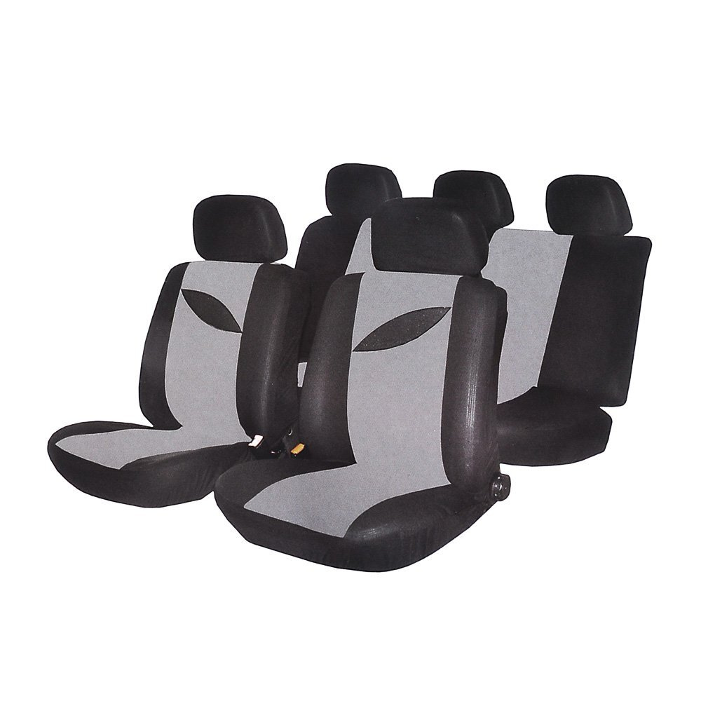 Авточехлы (чехлы для сидений автомобиля) NEW GALAXY 9 пр., полиэстер, Альфа, молния в спинке, черный/серый #1