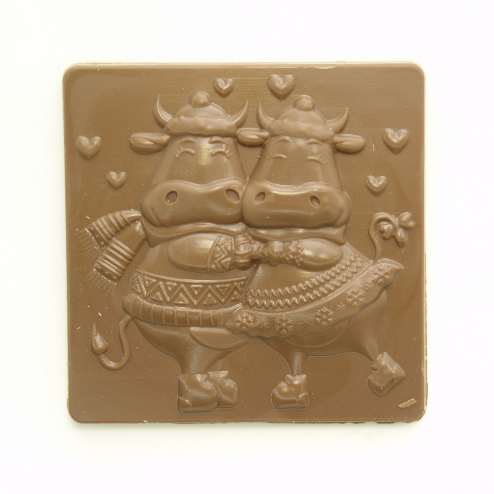 Подарочная шоколадная плитка Frade/Фраде - Бык в обнимку (вес-85г) (молочный)  #1