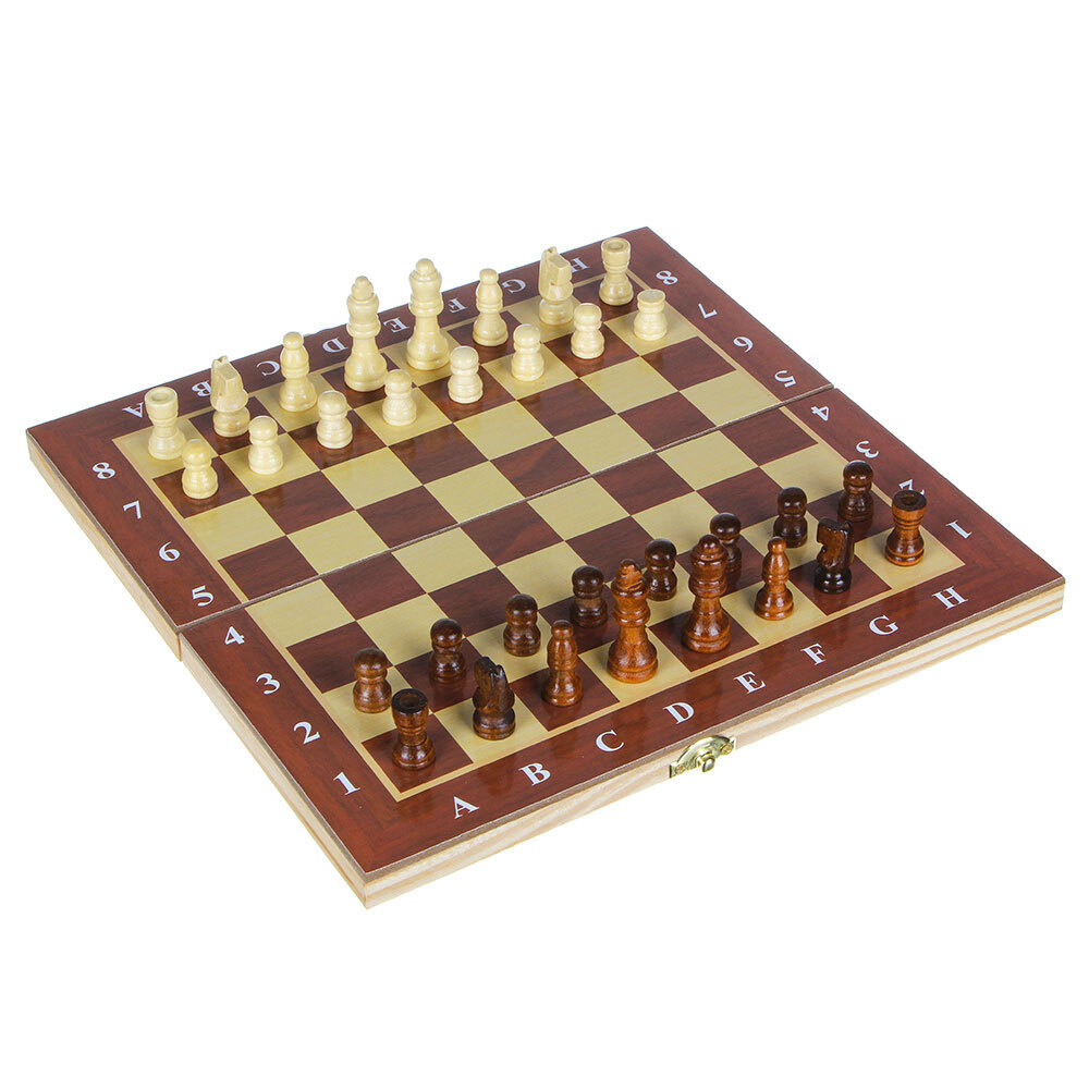 6096 Набор игр 3 в 1 (шашки, шахматы, нарды) дерево, 29x29см #1