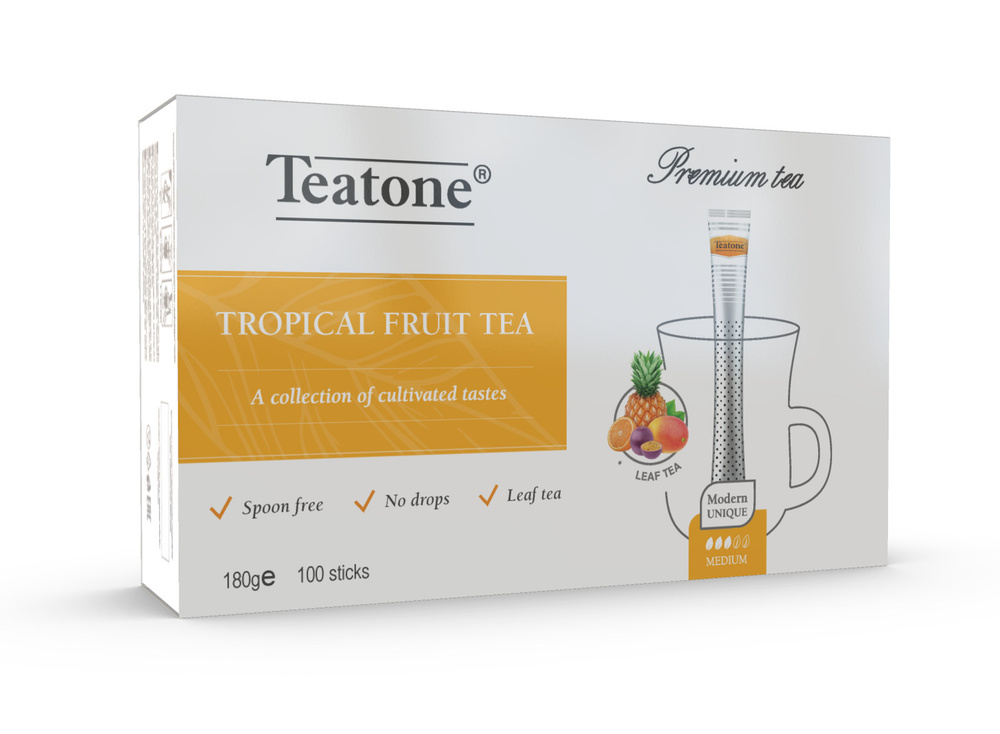 Чёрный чай с ароматом тропических фруктов TEATONE в стиках для разовой заварки, (100шт*1,8г) Натуральный! #1