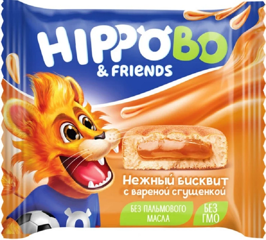 Бисквитное пирожное HIPPO BO & friends с вареной сгущенкой, 12шт по 32 г  #1