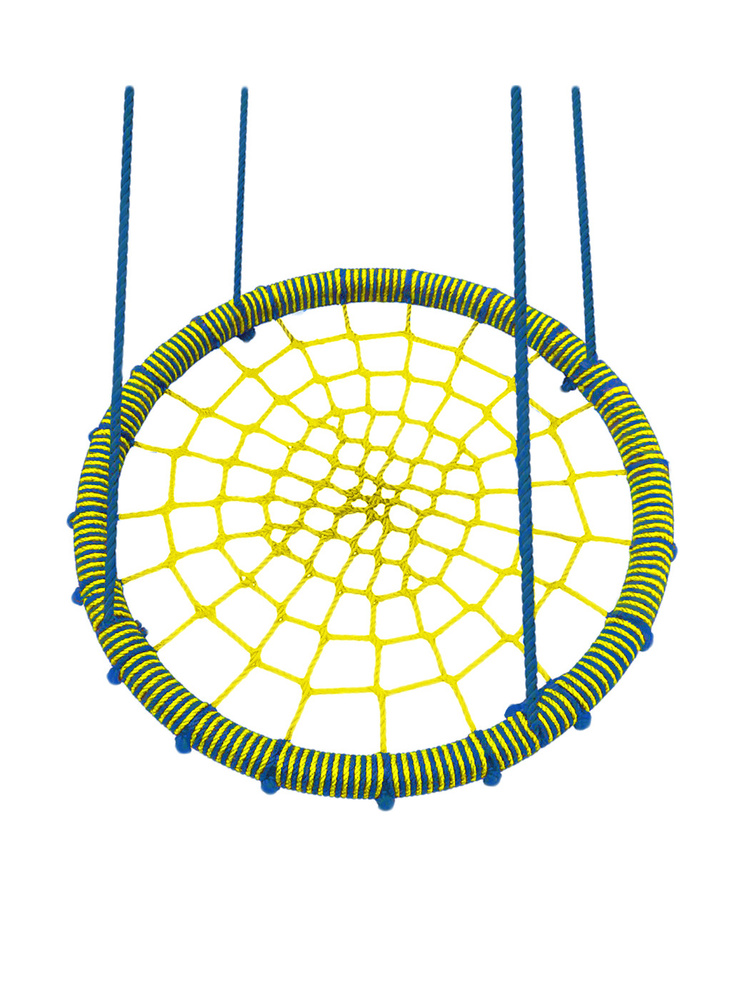 Качели-гнездо подвесные SUNNY SKY Диаметр 120 см Обод синий / Желтый Толщина нити обода 8 мм Цвет сетки #1
